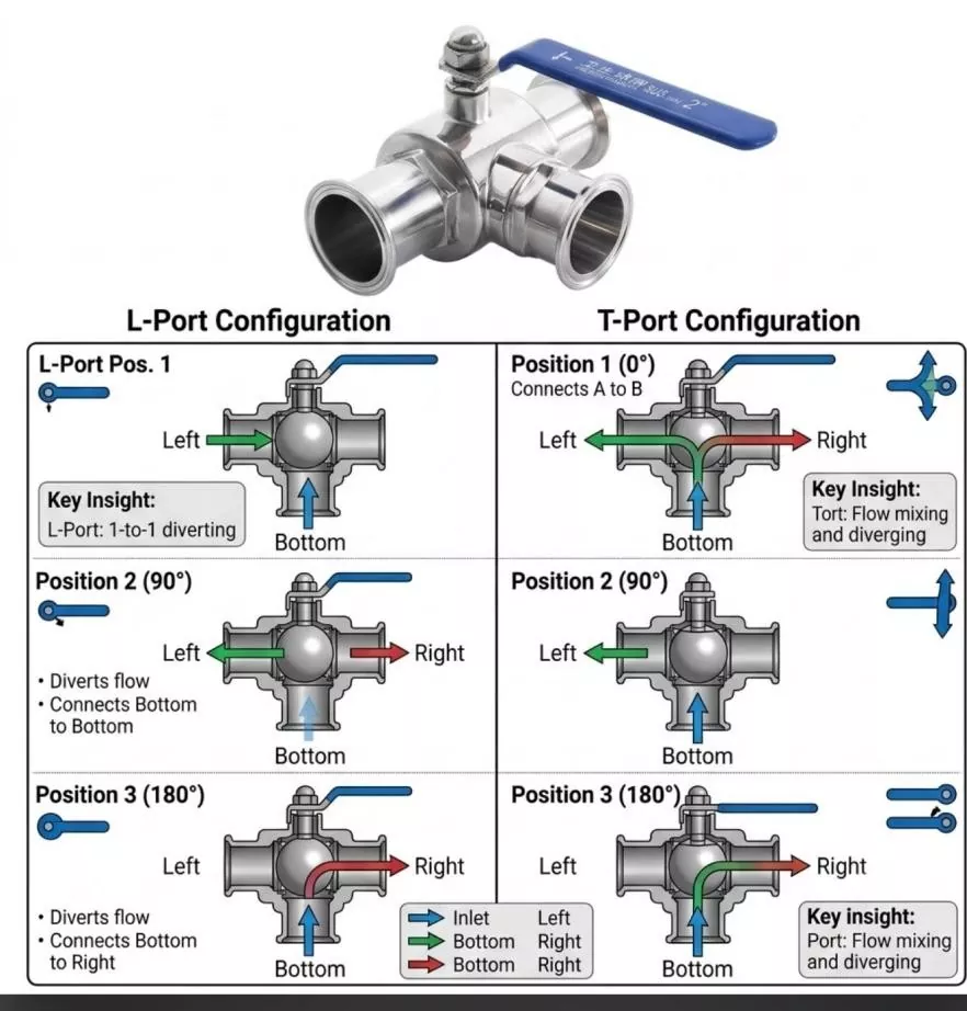 Sanitary 3 Way Ball Valve